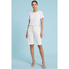 Guitar Yandan Cepli Beyaz Jean Şort