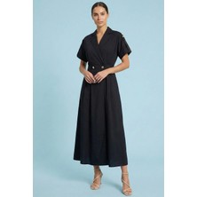 Guitar Midi Siyah Poplin Elbise