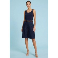 Guitar Askılı Lacivert Penye T-Shirt