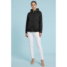 Guitar Casual Siyah Dokuma Trençkot