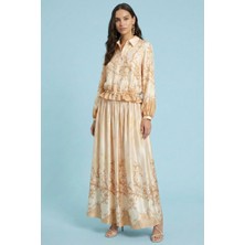 Guitar Dökümlü Somon Saten Gömlek