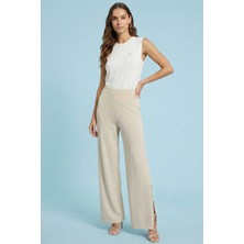 Guitar Düz Kesim Taş Rengi Triko Pantolon