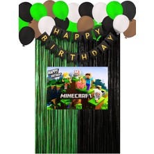 Minecraft Doğum Günü Perde & İyiki Doğdun Banner Parti Malzemeleri Süsleri 35X50 Cm