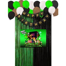Minecraft Doğum Günü Perde & İyiki Doğdun Banner Parti Malzemeleri Süsleri 100x130 Cm