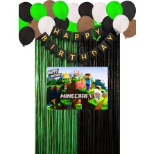 Minecraft Doğum Günü Perde & İyiki Doğdun Banner Parti Malzemeleri Süsleri 50X70 Cm