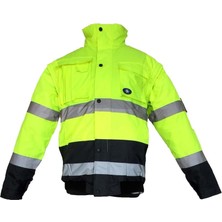 Junıor JN1021/2 Waterproof Fosforlu Kolu Çıkmalı Polarlı Pilot Mont Sarı Lacivert S Beden