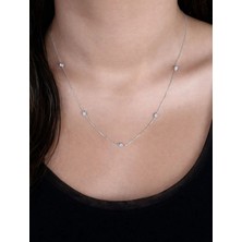 Afrodit Silver Zirkon taşlı Sıralı Tasarımlı 925 Ayar Gümüş Kolye