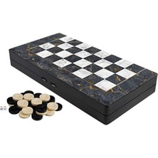 MarkEntegra Klasik Gri Mermer Desenli Tavla Takımı