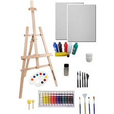 Royal Rain Store Doğal Seramik Hamuru Resim Başlangıç Seti 2-Şövale (Şövalye), Tuval (Tual Seti), Ressam Akrilik Yağlı Boya Resim Seti