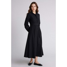 DeFacto Gömlek Yaka Poplin Uzun Kollu Elbise H0195AX26SP