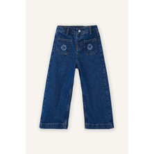 DeFacto %100 Pamuk Wide Leg Nakışlı Jean Pantolon Kız Bebek G8187A526SP