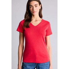 DeFacto Slim Fit V Yaka Basic Düz Ribana Kısa Kollu Tişört I1080AZ26SP