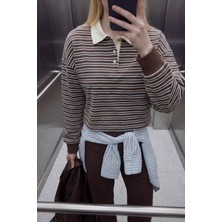 DeFacto %100 Pamuk Loose Fit Çizgili Sweatshirt G9460AX26SP