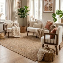 Tosca Bohem Çay Seti Ceviz Ahşap, Kırık Beyaz (1 Adet Ikili Berjer 2 Adet Tekli Berjer)