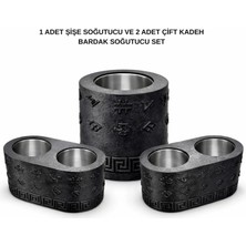 Mottopi Ehlikeyf Şişe Soğutucu ve 2 Adet Çift Kadeh Soğutucu Ehlikeyf, Termojelli Şişe Soğutucu, Şarap, Rakı, Viski Kova Jelli