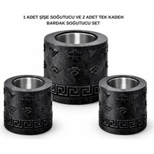 Mottopi Ehlikeyf Şişe Soğutucu ve 2 Adet Tek Kadeh Ehlikeyf, Termojelli Donarak Soğutan,Şarap, Rakı, Viski Kova Jelli