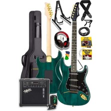 Royal Rain Store GLC-40GR-AMP Elektro Gitar Seti 25 Watt Şarjlı Bt Amfi Kulaklık ve Full Set