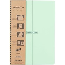 Royal Rain Store Infinity Pastel Serisi, A4, 5 Konulu (4 Kareli, 1 Çizgili) 150 Yaprak Pp Kapaklı Spiralli Defter, Yeşil