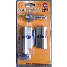 Royal Rain Store Kilit 264 Ortak Anahtarlı Tuzaklı 2'li Set (Ktbs + Ktbsm) Kilit Göbeği, Tuzaklı Silindir 2'li Set, Barel (68 Mm, Nikel)