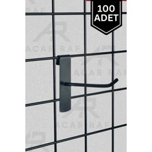 Siyah Tel Pano Kancası, 25 Cm, 100 Adet, Raf ve Askı Çubuğu Seti