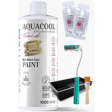 Royal Rain Store Trend Akrilik Hobi Boyama Seti 1000 Ml, 2 Adet Katalizör, Kadife Rulo 10 Cm, Boyacı Tavası, Ipek Fırça 9003 S. Beyaz