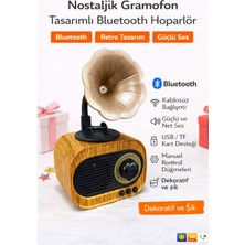 Spech Power Nostaljik Gramofon Tasarımlı Bluetooth Hoparlör Retro Ahşap Görünümlü
