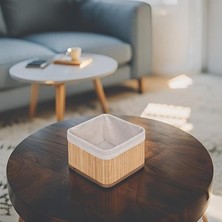 Royal Rain Store Bambu Çok Amaçlı Saklama Kutusu Düzenleyici Kare Organizer, Dekoratif Bambu Düzenleyici Naturel (20X20X13CM)