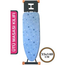 Asev Home İpli Ayarlanabilir Isıya Dayanıklı stoperli Keçeli Ütü Masası Kılıfı Örtüsü Bezi 55X140CM Gökyüzü