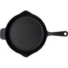 Lava Döküm Kızartma Tavası 28 cm Siyah Emaye Kaplama Tek Taraflı Sabit Saplı