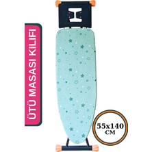 Asev Home İpli Ayarlanabilir Isıya Dayanıklı Keçeli Büyük Boy Ütü Masası Kılıfı Örtüsü Bezi 55X140CM Green Star