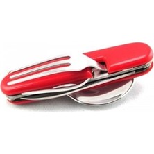 Seyhan Askeri Malzeme Kumanya Çakısı 4 Fonksiyonlu Çok İşlev Çakı Küçük Boy Kırmızı Renkli Katlanabilir Uzunluk 9 cm