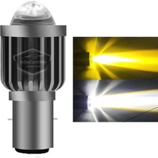 Royal Rain Store Aksesuar Otomobil Araç Motosiklet Mercekli Far Ampulü LED Far Çift Renk Sarı-Beyaz Csp LED Lamba Delici Yayıcı S2 Uzun Kısa 1 Adet BA20D H6