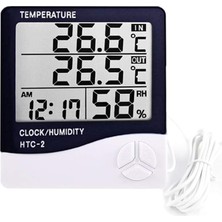 Royal Rain Store Dijital Termometre Saat Isı Sıcaklık Nem Ölçer Htc-2
