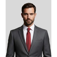 1001 Kravat Kırmızı Çizgili 8 cm Genişliğinde Kravat