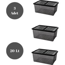 3'lü 20 Lt Antrasit Saklama Kutusu Seti, Pratik ve Güvenli Depolama