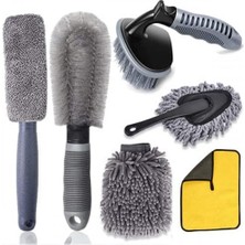 Royal Rain Store Profesyonel 6 Parça Mikrofiber Araç Yıkama Seti Araç Jant Yıkama Fırcası Bezi Araç Yıkama Fırca Seti