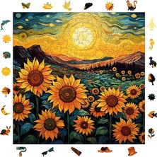 Royal Rain Store - Ahşap Puzzle Yetişkinler Için - Günebakan Tarlasında Akşamüstü Benzersiz Parçalı Puzzle - 353 Parça Ahşap Yapboz - Yapıştırıcı Folyo Dahil - Dekoratif Ahşap Puzzle - 29X29 cm - S1-30