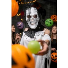 MarkEntegra Siyah Beyaz Tüllü Iskelet Maske - Halloween Temalı