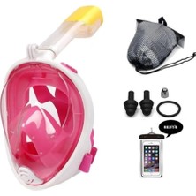 Royal Rain Store Yüz Dalış Maskesi Buğu Önleyici Şnorkel Fullface Yüzücü Maskesi Pembe