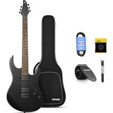 Royal Rain Store Katı Gövde Elektro Gitar, DMT-100, 90 cm (39 Inç)Metal Elektro Gitar Kitleri, H-H Manyetikler, Çanta, Teller, Askı, Tel, Rock Müzik Severler Için Teller Sönümleyici (Siyah)