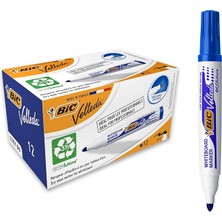 Royal Rain Store Velleda 1701 Eco Yuvarlak Uçlu Beyaz Tahta Kalemi, Mavi, 12'li Kutu, Kolay Silinebilen Mürekkep, Sabit Yuvarlak Uç