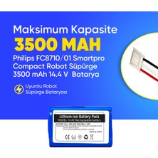 Philips FC8710/01 Smartpro Compact Robot Süpürge 3500 mAh 14.4 V  Batarya – Orjinal Uyumlu Uzun Ömürlü, Yüksek Performans Pil