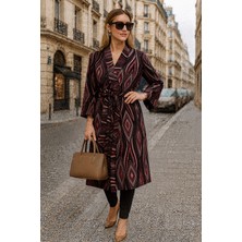 Made by Alisha Desenli Angora Kumaş, Kemerli Kimono, Sabahlık, Tunik