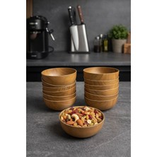 12'li Akasya Görünümlü Mini Yuvarlak Kase Seti, Doğal ve Şık Tasarım