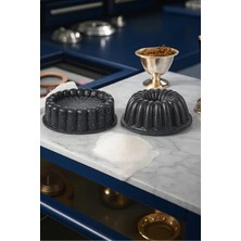 Iki Parça Granit Döküm Kek ve Tart Kalıbı 26CM Siyah Diliimli