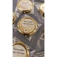 Butik Center 1 ADET   8 Mart Dünya Kadınlar Günü Hediyesi Çantada Taşınabilir Kompakt Cep Aynası Gold ve Gümüş Seçenekli