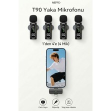Neffo Kablosuz 4 Adet Tüylü Yaka Mikrofonu iPhone Type-C Pc Tablet Video Kayıt Vlog Lightning Usb-C Çıkı