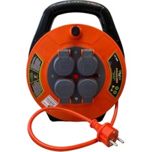 Royal Rain Store Kablo Makarası – 10 Metre, 4 Prizli, IP44 Kapaklı, 230V 16A, 1000W – Taşınabilir Çanta Tipi Uzatma Kablosu (3x1.5mm² Cca) 10315-F Bylion