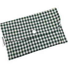 Royal Rain Store Keten Yıkanabilir Çıtçıt Detaylı Kadınlar Için Ped Çantası,mini Kozmetik Makyaj Çantası,ped Kesesi,cüzdan,kartlık (Koyu Yeşil)