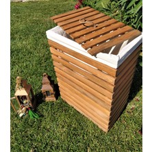 Woodenka Ahşap Kapaklı Çok Amaçlı Kirli Çamaşır Sepeti 1. Sınıf Çam Ağacı Malzemeden Üretildi